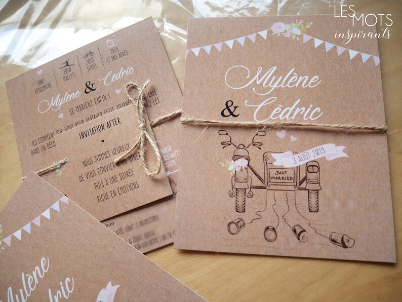 Faire-part mariage champêtre faire part mariage kraft faire | Etsy España