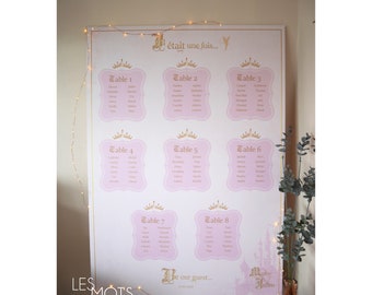 Romantic castle wedding seating chart | Elegant and personalized seating chart sign | Fairytale wedding decoration