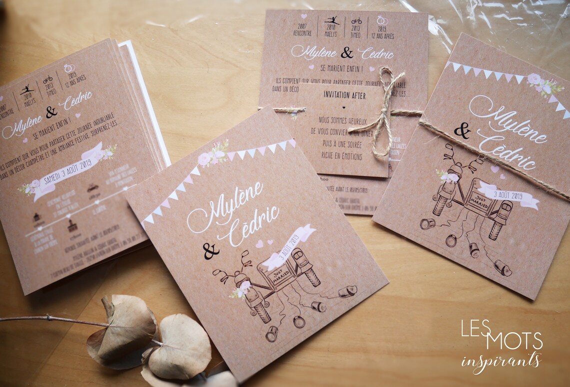 Faire-part mariage champêtre faire part mariage kraft faire | Etsy France