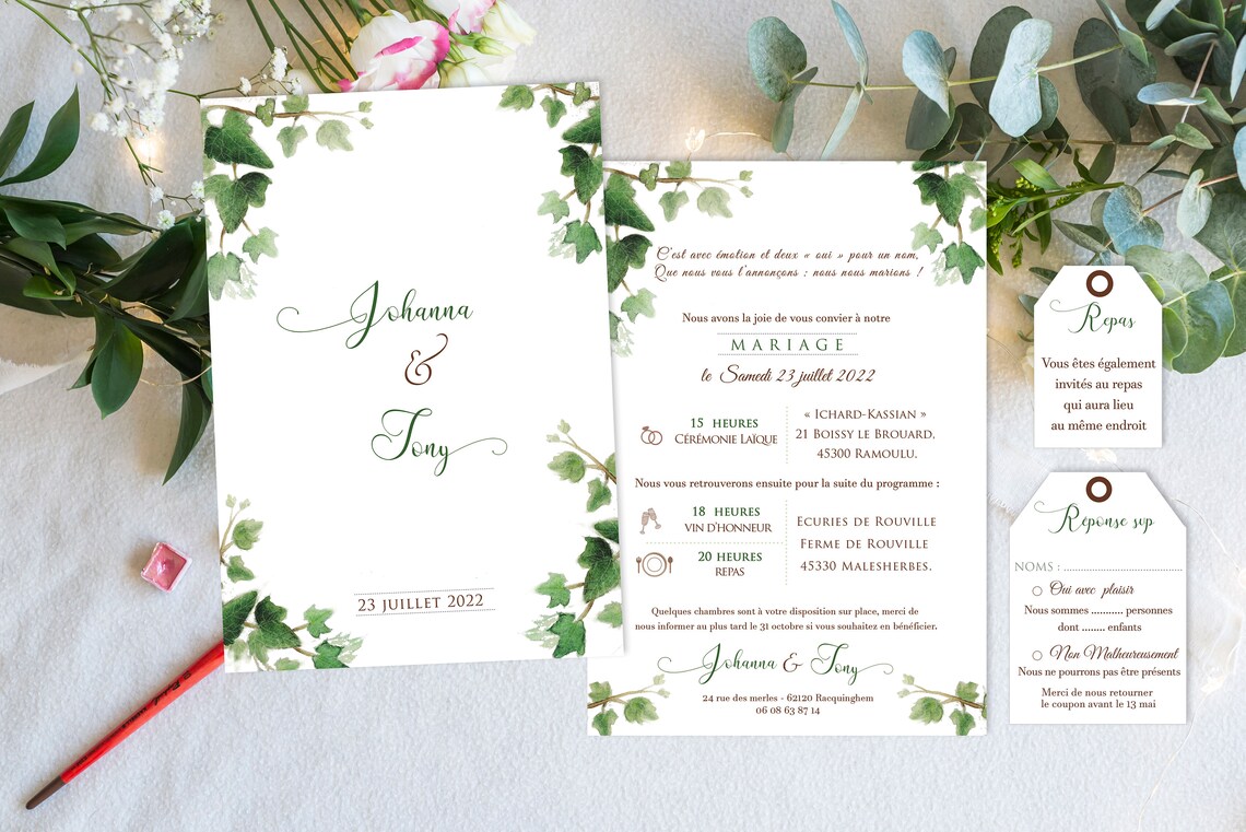 Faire part mariage champêtre faire part mariage aquarelle - Etsy France