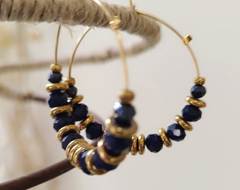 Black and gold hoop earrings