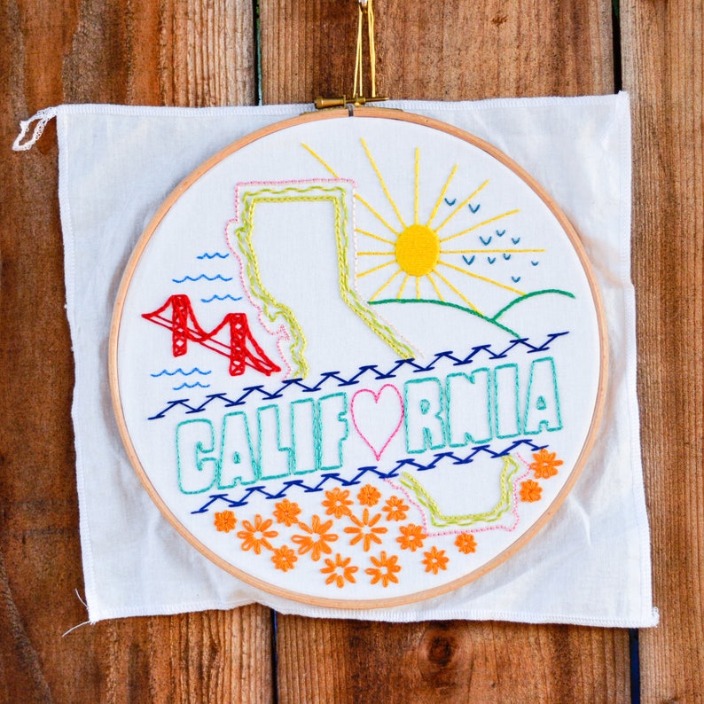 California embroidery kit inspired by the sunshine state with  etsy California embroidery kit inspired by the sunshine state with  etsy