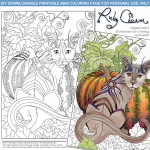 Zucca Halloween Pagina Colorare Doodle Autunno Colorare Etsy