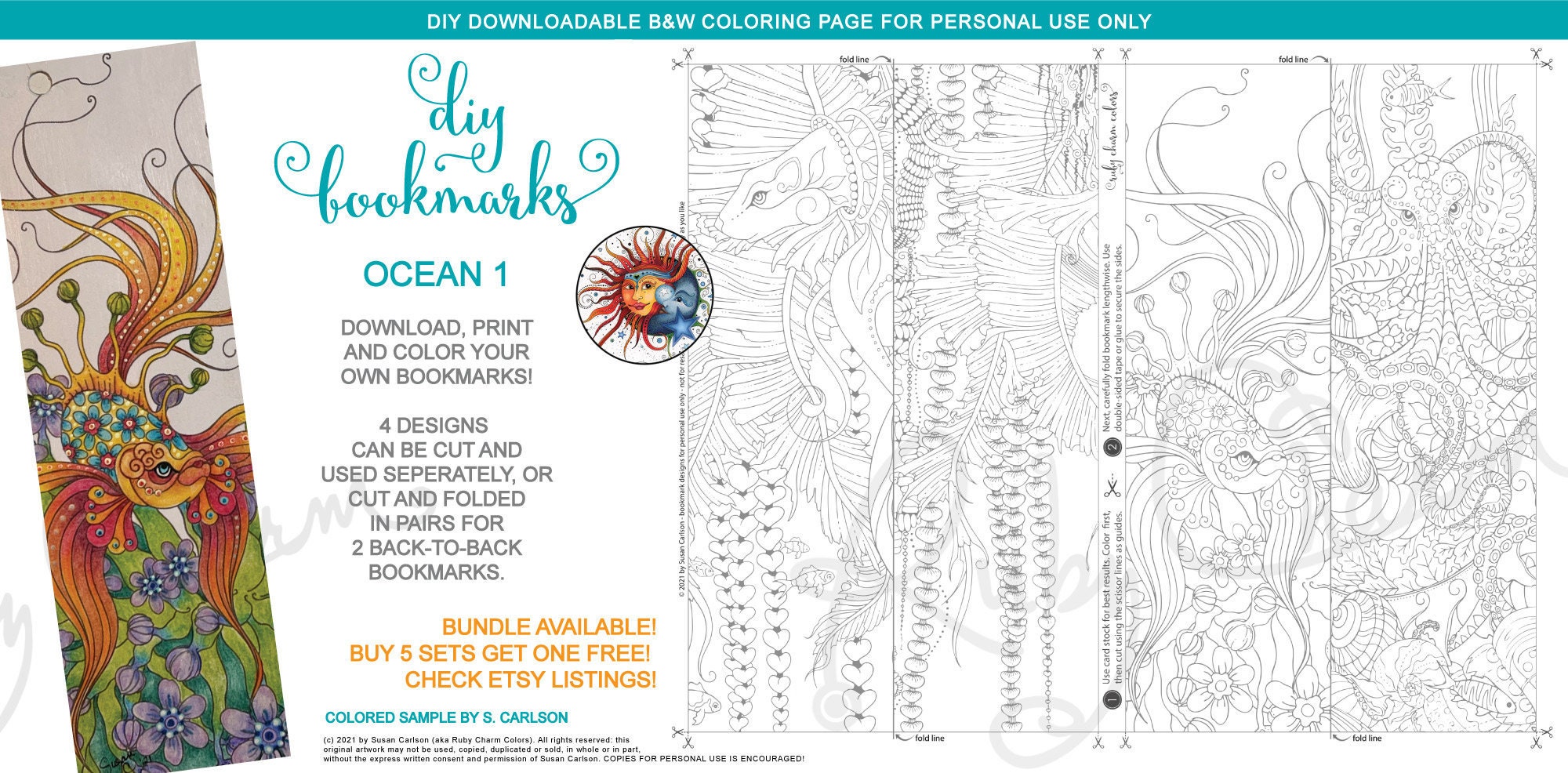 diy printable bookmarks ocean 1 sea lion seal fish etsy