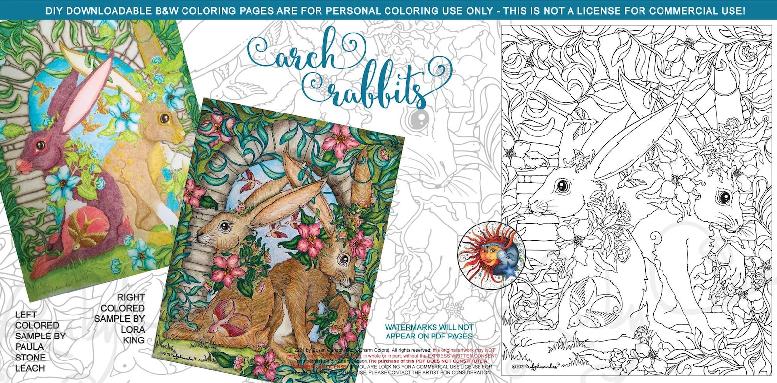 Arch Rabbits: Downloadable, Printable 2-page PDF for Coloring, Bunnies ...