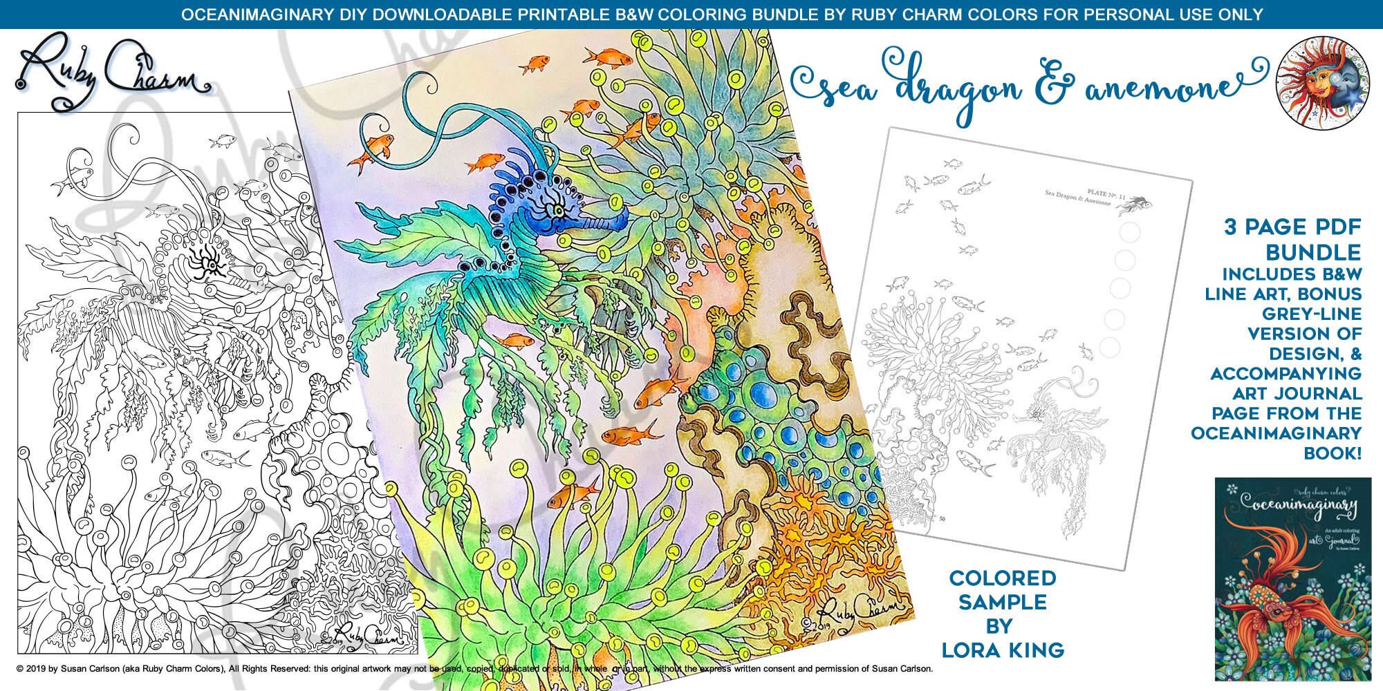 Download Oceanimaginary Sea Dragon Anemone Downloadable Pdf Bundle Etsy