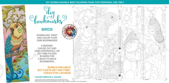 DIY Printable Bookmarks Birds: Parrot Parakeet Love Bird - Etsy
