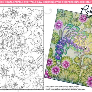 Insectimaginary, Pluma Spectabilis Caterpillar: downloadable PDF by Ruby Charm Colors to print & color, adult coloring page