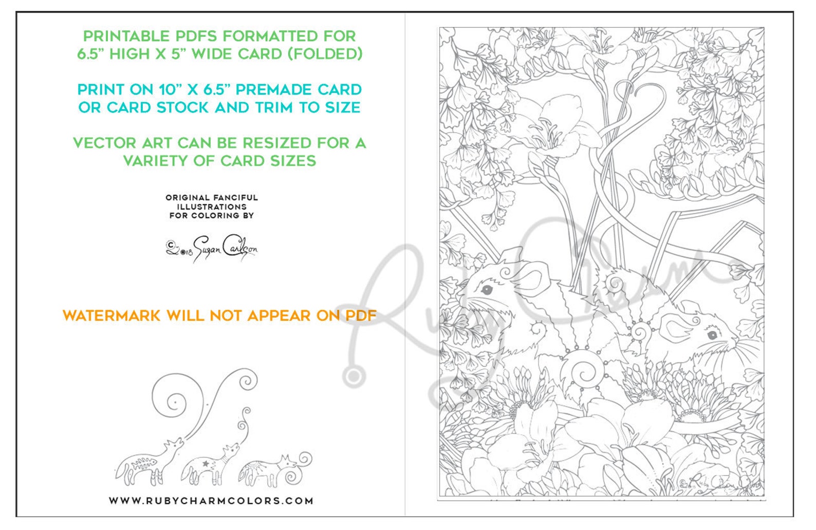 DIY Printable Greeting Cards for Coloring Download Set of 6 - Etsy
