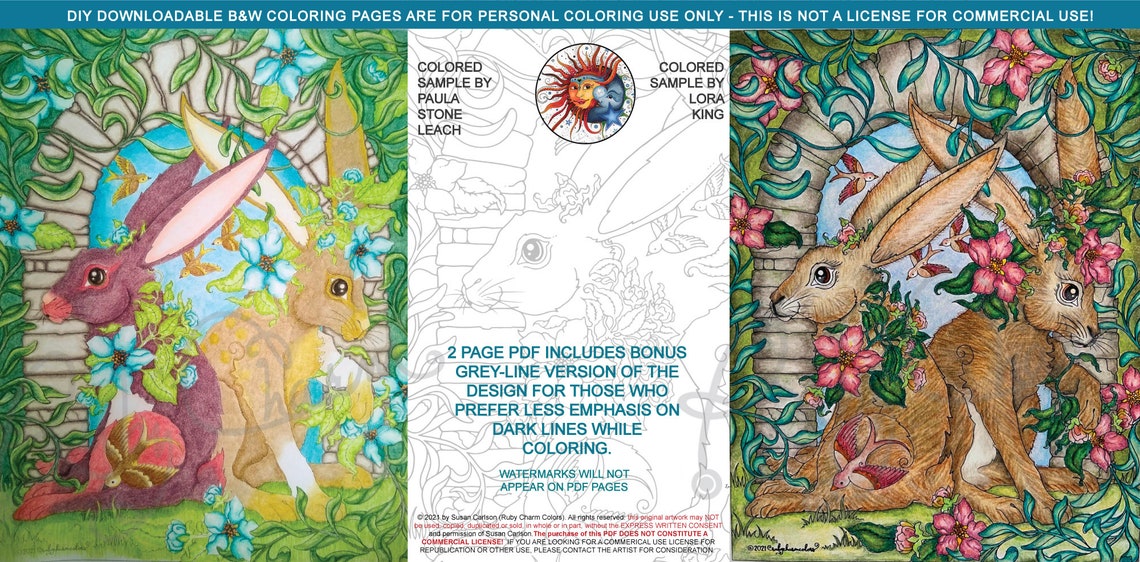 Arch Rabbits: Downloadable, Printable 2-page PDF for Coloring, Bunnies ...