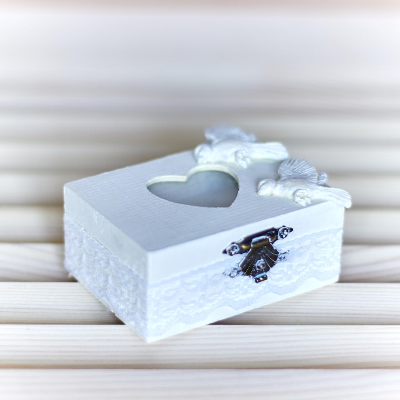 Wedding ring box Rustic wedding bearer box White wedding ring box Love beards Ring bearer box Engagement white ring box Wooden ring box