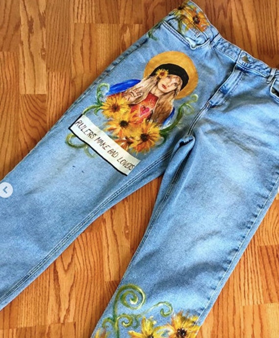 Amabilidad Aislante Túnica Jeans pintados a mano PERSONALIZADOS - Etsy España