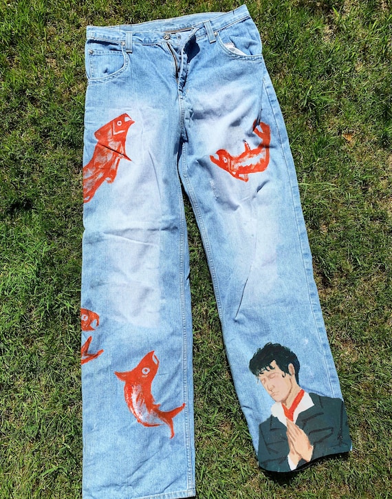 Jeans pintados a inspirados en Eroda - Etsy