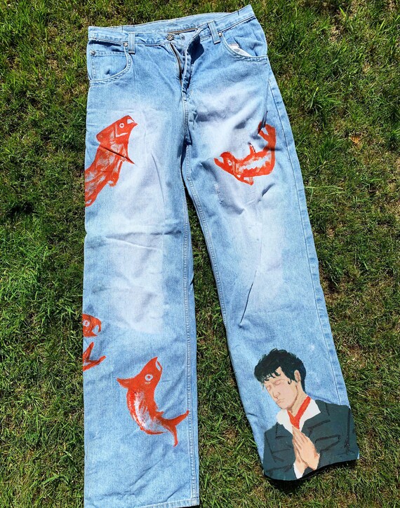 Jeans pintados a inspirados en Eroda - Etsy