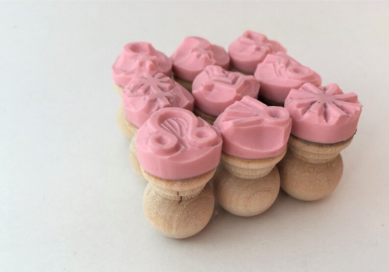 Regular Lunar Nodes, Planets Set of 9 Hand-Carved Mini Heavenly Bodies Rubber Stamps Asteroids Comets