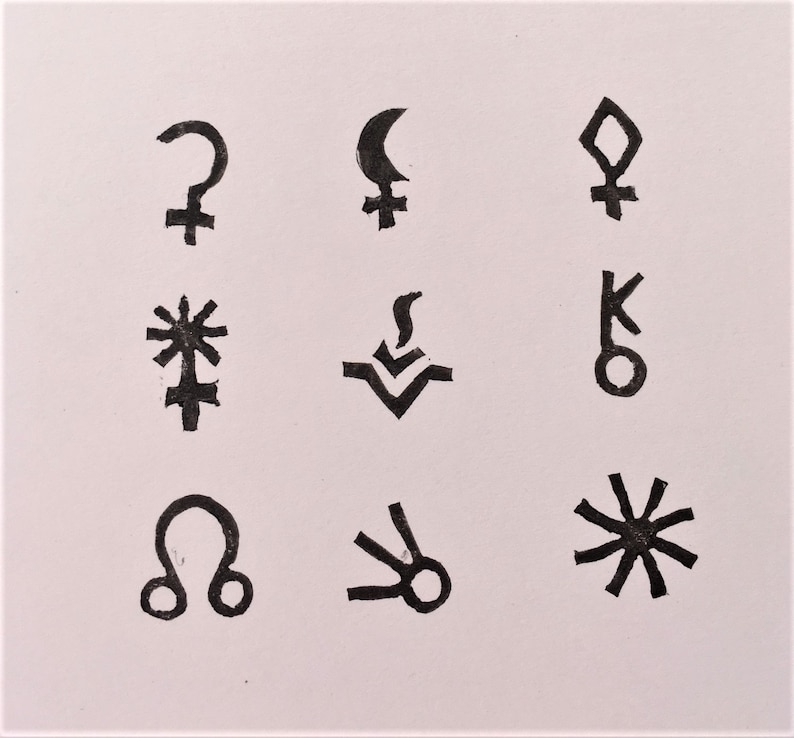 Regular Lunar Nodes, Planets Set of 9 Hand-Carved Mini Heavenly Bodies Rubber Stamps Asteroids Comets