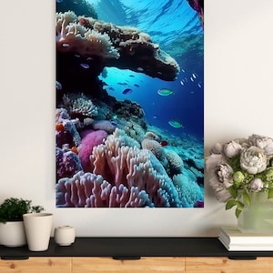 coral reef printable wall art digital down load instant download printable poster wall decor under water view