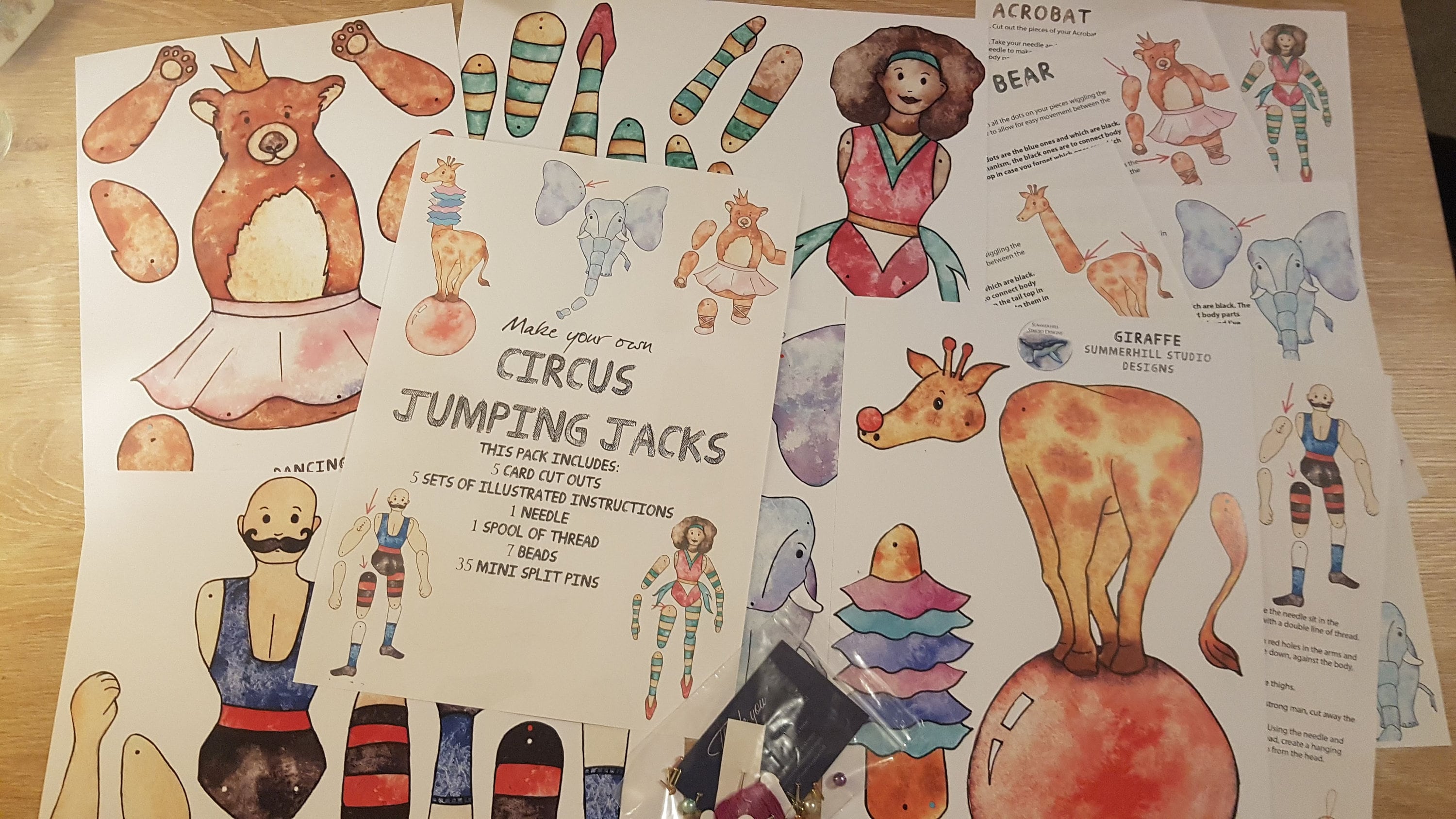 Circus Craft Jumping Jack Puppet Kit Etsy UK