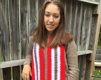 Crocheted Team Scarf Ohio State OSU, Browns, Bengals