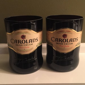 Carolans Irish Cream cut bottle drinking glasses, set of two tumblers