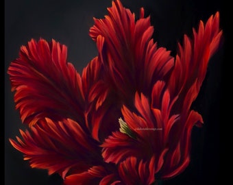 Botanical art print | Tulip art | Red tulip print | Flowers | Red flowers | Artwork | Wall decor