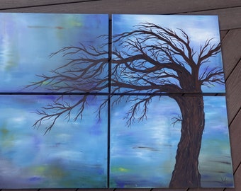 Original Coastal Tree Acrylic Painting