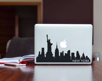 Laptop computer vinyl decal sticker of New York City Skyline Silhouette Apple Macbook Pro Microsoft Surface