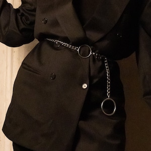 Industrial O-ring body chain belt with swivel clasps. alternative jewelry, body chain, belly chain, grunge, punk, rave, streetwear