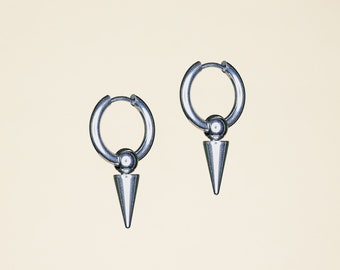 Hoop earring spike stainless steel 'huggie' nickel free