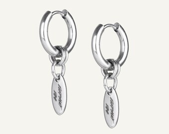 Ręcznie robione kolczyki koła ze stali nierdzewnej z minimalistyczną zawieszką – Urban Berlin Jewelry