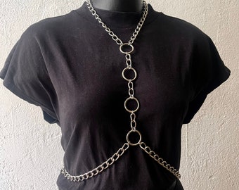 Harness Chunky chain 4 O-ring with swivel clasps