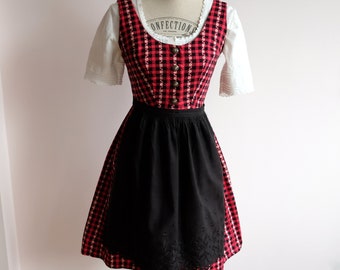 Vintage Dirndl Rot Schwarz Kariert 2-tlg. Gr 36/38