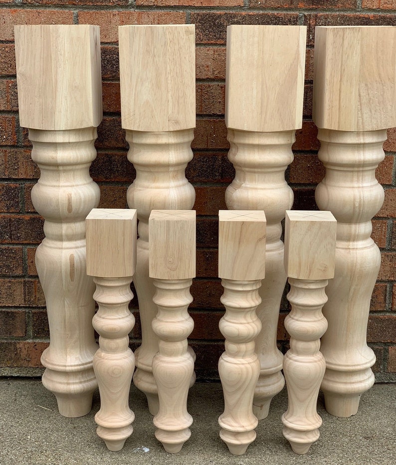 Chunky Unfinished Farmhouse Dining Table And Bench Leg Package Etsy