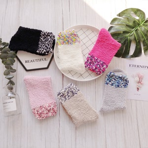 Mini Beads fuzzy socks, winter socks, warm socks, cozy socks, sleep socks, gift for her, special occasion image 1