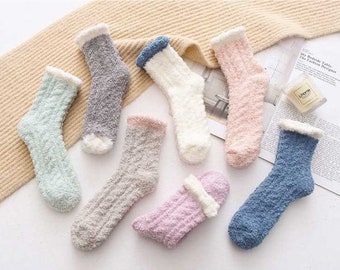 Cotton Candy fuzzy socks, winter socks, warm socks, cozy socks, sleep socks, gift for her, special occasion