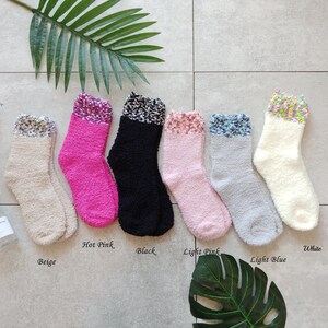 Mini Beads fuzzy socks, winter socks, warm socks, cozy socks, sleep socks, gift for her, special occasion image 7