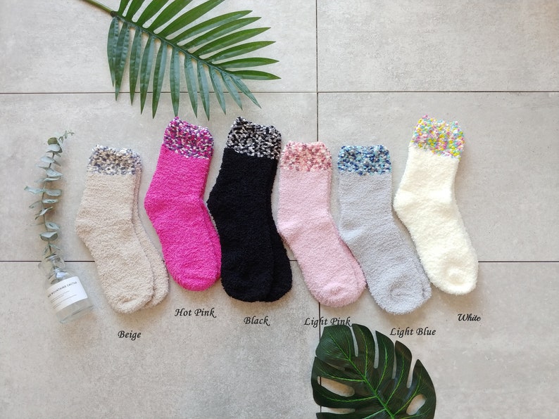 Mini Beads fuzzy socks, winter socks, warm socks, cozy socks, sleep socks, gift for her, special occasion image 7