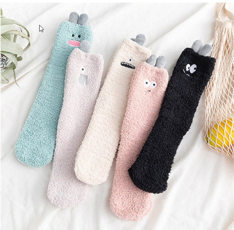 Cute monster fuzzy socks soft socks warm socks cute socks | Etsy