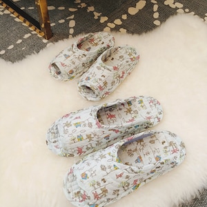 Indoor slippers, cute slippers, bunny slippers, quilted slippers, cotton, socks, non-slip, indoor socks, quilted socks, flexible slippers SM mint bunny