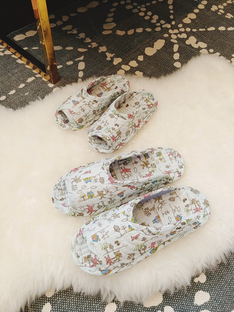 Indoor slippers, cute slippers, bunny slippers, quilted slippers, cotton, socks, non-slip, indoor socks, quilted socks, flexible slippers SM mint bunny