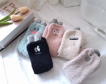 Cute monster fuzzy socks, soft socks, warm socks, cute socks, cozy socks