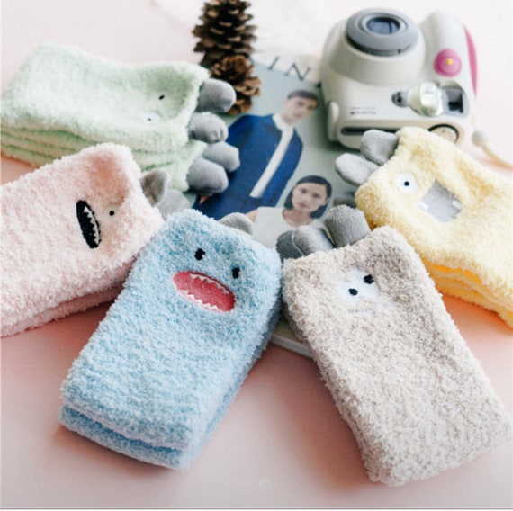 Cute Monster Fuzzy Socks, Soft Socks, Warm Socks, Cute Socks, Cozy Socks 