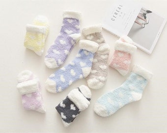 Heart fuzzy socks, soft socks, warm socks, cute socks, cozy socks