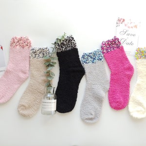 Mini Beads fuzzy socks, winter socks, warm socks, cozy socks, sleep socks, gift for her, special occasion image 2