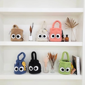 Cute little monster bag, fleece bag, tote bag, fluffy bag