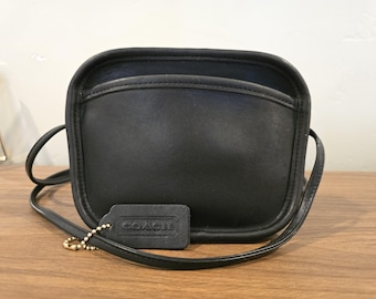 Vintage 80s Black Coach Tailored Pouch Shoulder Bag  Made in USA