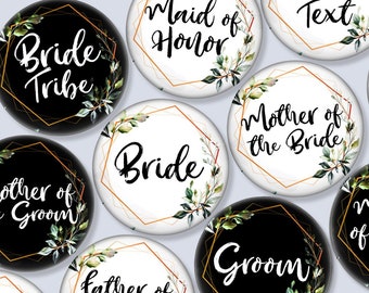 Wedding Title Buttons | 2.25" | Bridal Party Shower Bachelorette Rehearsal Dinner | Mother Father Groom Grandma Grandpa Best Man Maid of