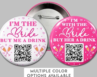 Pin's Buy Bride a Drink - EVJF - Venmo Zelle Cashapp Paypal (3 pouces)