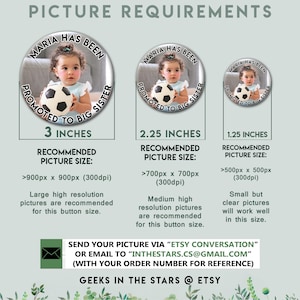 Custom Photo Pin Buttons – Personalized for Birthday, Graduation, Funeral, Logos... ( 1.25", 2.25" or 3" ) image 3