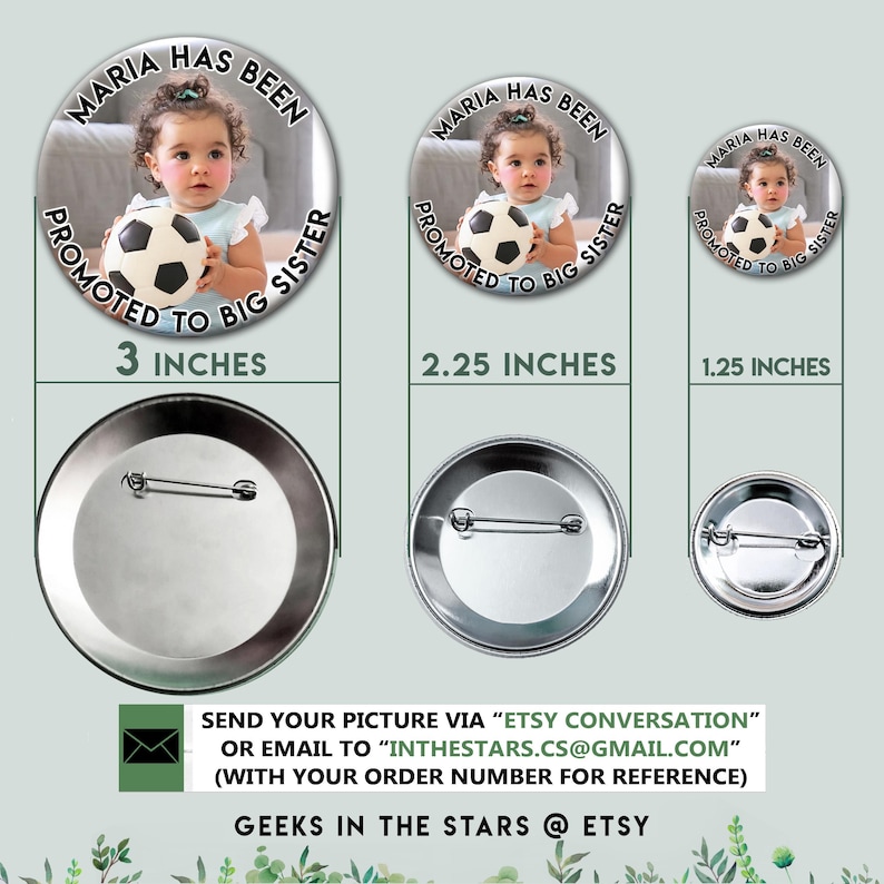 Custom Photo Pin Buttons – Personalized for Birthday, Graduation, Funeral, Logos... ( 1.25", 2.25" or 3" ) image 11